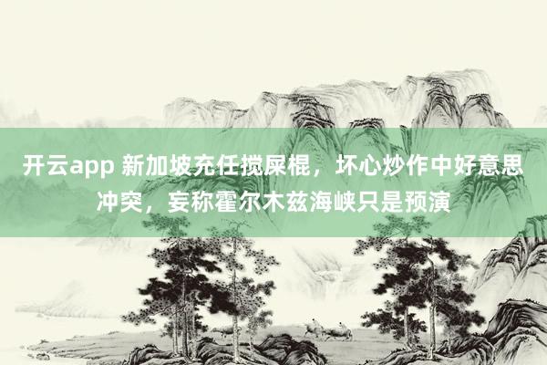 开云app 新加坡充任搅屎棍，坏心炒作中好意思冲突，妄称霍尔木兹海峡只是预演