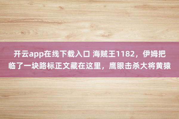 开云app在线下载入口 海贼王1182，伊姆把临了一块路标正文藏在这里，鹰眼击杀大将黄猿