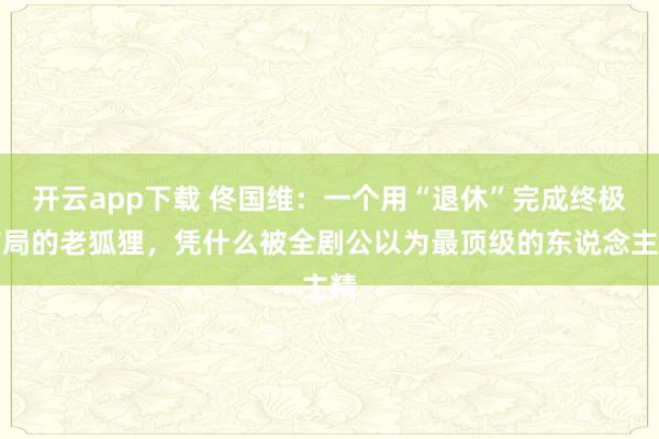 开云app下载 佟国维：一个用“退休”完成终极布局的老狐狸，凭什么被全剧公以为最顶级的东说念主精