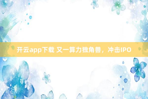 开云app下载 又一算力独角兽，冲击IPO