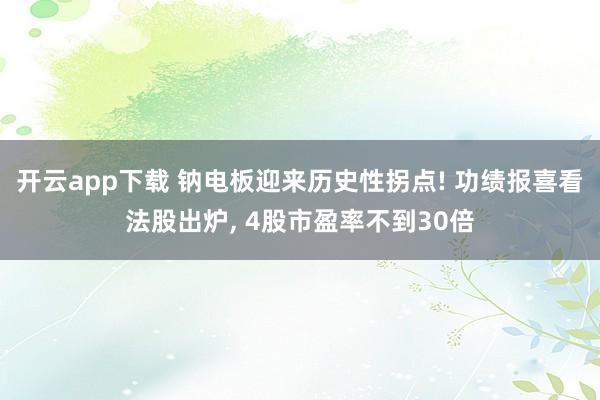 开云app下载 钠电板迎来历史性拐点! 功绩报喜看法股出炉， 4股市盈率不到30倍