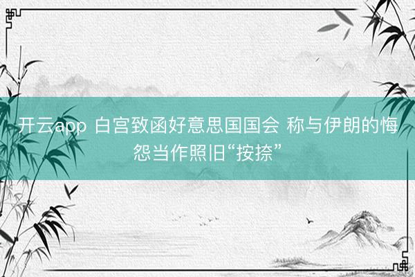 开云app 白宫致函好意思国国会 称与伊朗的悔怨当作照旧“按捺”